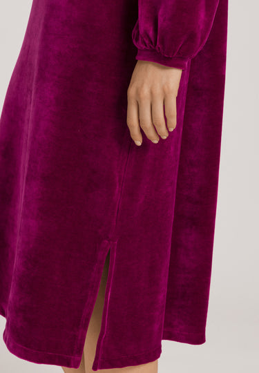 Favourites Round Neck Velvet Dress With Balloon Sleeves | Pink Tourmaline 78110-2473